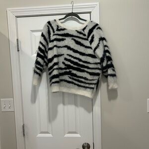 Black and White Striped Women's Sweater